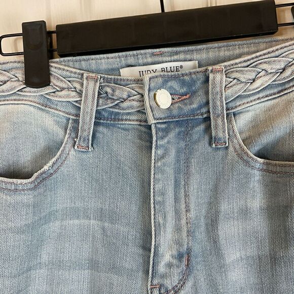 Judy Blue Size 0/24 Cadence Jean Hi Waist Wide Leg Braided Waistband Bohemian R2 - Picture 6 of 12